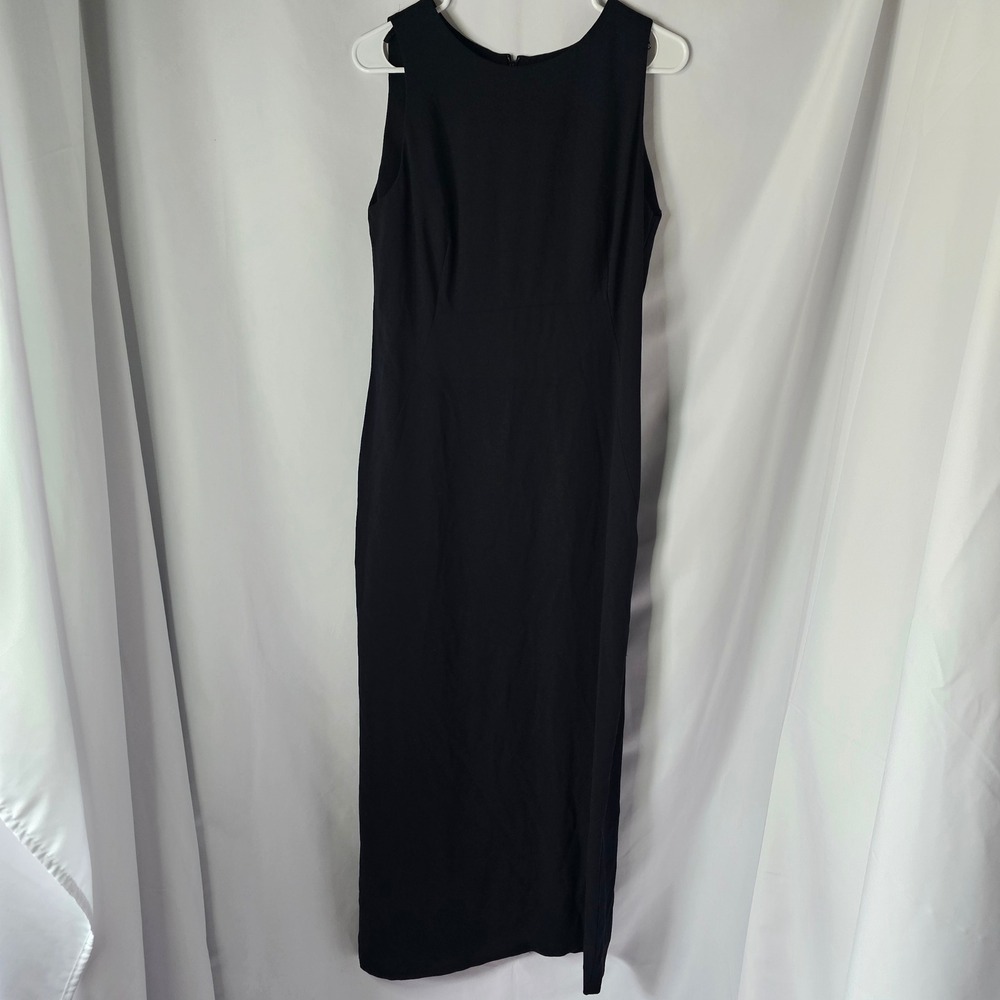Country Road Column Dress Womens 12 Black Minimalist 90s Maxi Slit Vintage